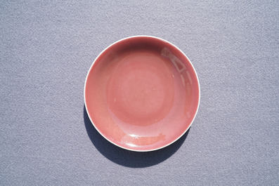 A Chinese monochrome langyao-glazed plate, Qianlong mark and of the period