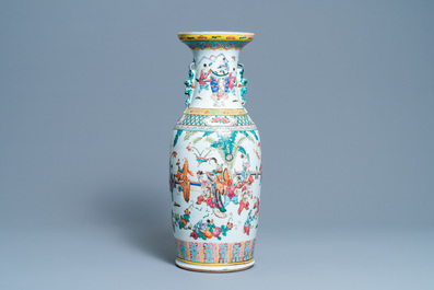 A Chinese famille rose 'playing boys' vase, 19th C.