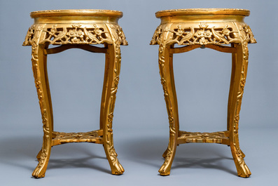 A pair of massive French S&egrave;vres-style vases with gilded bronze mounts, signed Desprez, 19th C.