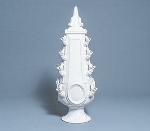 An impressive white Delftware pyramidal tulip vase, ca. 1800