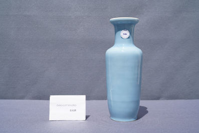 A Chinese monochrome lavender-blue vase, Kangxi mark, 19th C.