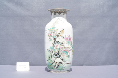 A fine Chinese famille rose vase, Zhong Guo Jingdezhen Zhi mark, Republic