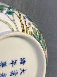 Een paar Chinese famille rose 'pioen' kommen, Guangxu merk en periode