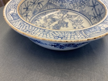 A Chinese blue and white 'tiger' basin, Jiaqing