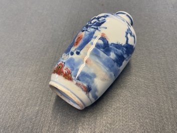 A small Chinese blue, white and copper-red vase, 19th C.