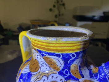 A pair of polychrome Italian maiolica wet drug jars, Casteldurante, 16th C.