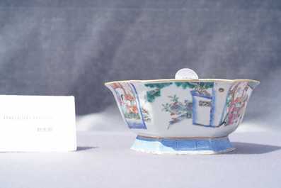 A Chinese hexagonal famille rose bowl, Tongzhi mark and of the period
