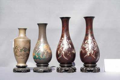 Quatre vases de type Shen Shao'an en laque de Foochow, Chine, R&eacute;publique