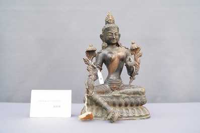 A Sino-Tibetan gilt copper alloy figure of Tara, 19th C.