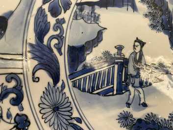 A large Chinese blue and white kraak porcelain 'Wang Xizhi' dish, Wanli