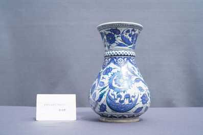 A blue and white Iznik-style vase, probably Samson, France, 19th C.