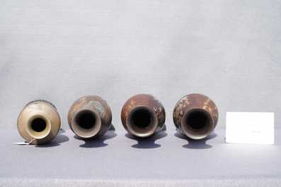 Four Chinese Shen Shao'an type Foochow lacquerware vases, Republic