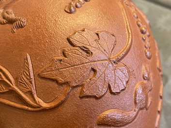 A Chinese Yixing stoneware teapot with squirrels among grapevines, Kangxi