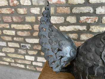 Een paar grote Chinese bronzen boeddhistische leeuwen, Ming