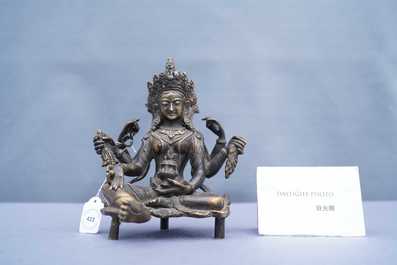 Une figure de Vasudhara en bronze solide, N&eacute;pal, 19&egrave;me