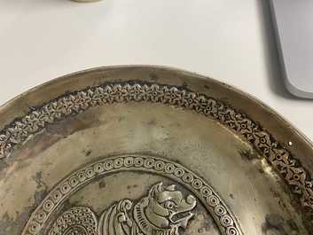 A Sassanian silver 'simurgh' dish, Persia, 6/8th C.