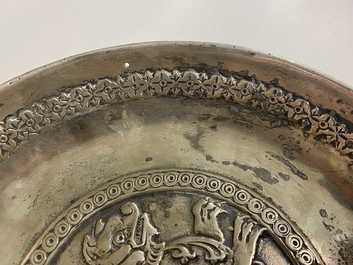 A Sassanian silver 'simurgh' dish, Persia, 6/8th C.