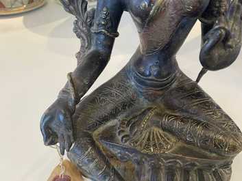 Une figure de Tara en alliage de cuivre, Sino-Tibet, 19&egrave;me