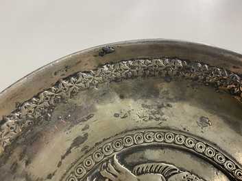 A Sassanian silver 'simurgh' dish, Persia, 6/8th C.