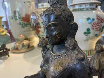 Une figure de Tara en alliage de cuivre, Sino-Tibet, 19&egrave;me