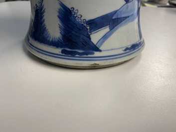 A Chinese blue and white vase with a figurative scene, Kangxi