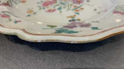 A pair of Chinese famille rose Danish market armorial plates, Qianlong