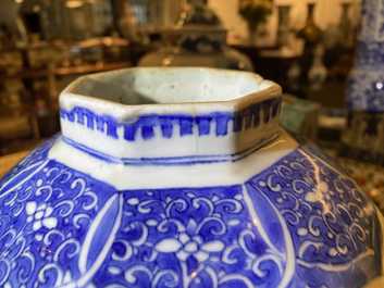 A Chinese blue and white vase with floral design, Transitional period