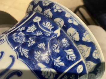 A Chinese blue and white 'gu' vase with flowery jardini&egrave;res, Kangxi