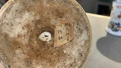 A pair of Chinese wucai 'gu' vases, 19th C.
