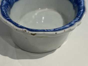 A pair of Chinese blue and white salts after European silver examples, Qianlong
