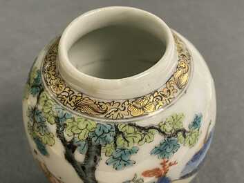 A fine Chinese famille rose tea caddy and cover, Yongzheng