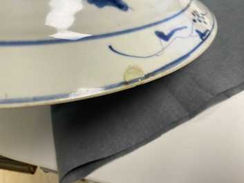 Two large Chinese blue and white Swatow dishes, Ming