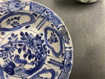 Five Chinese blue and white kraak porcelain bowls, Wanli