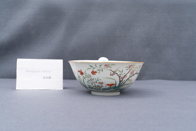 Een Chinese famille rose 'perzikbloesem' kom, Guangxu merk en periode