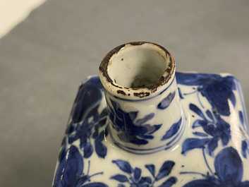 A Chinese square blue and white flask, Wanli