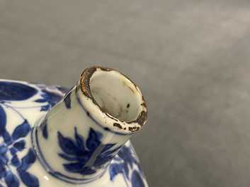 A Chinese square blue and white flask, Wanli