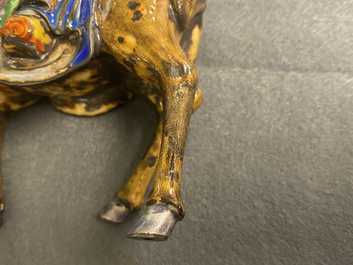 A Chinese enamelled silver figure of Shou Lao on a deer, 19th C.