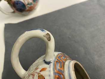 Een Chinese famille verte theepot, een Imari-stijl theepot en een Amsterdams bont theepot, Kangxi en 19e eeuw