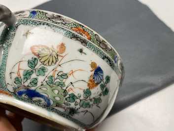 A Chinese famille verte porringer bowl and cover, Kangxi