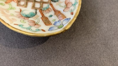 Five Chinese famille rose and polychrome spoons, Jiaqing and Daoguang mark and of the period