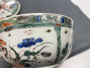 A Chinese famille verte porringer bowl and cover, Kangxi