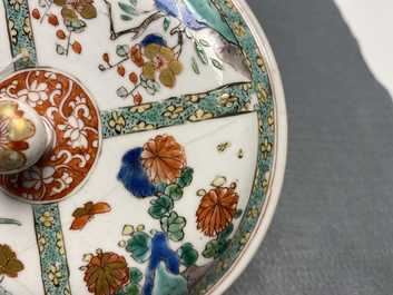 A Chinese famille verte porringer bowl and cover, Kangxi