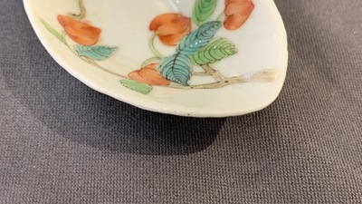 Five Chinese famille rose and polychrome spoons, Jiaqing and Daoguang mark and of the period