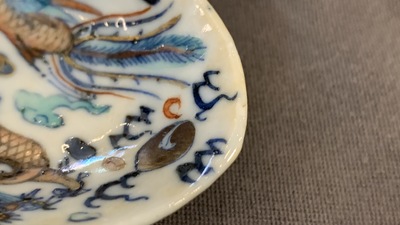 Cinq cuill&egrave;res en porcelaine de Chine doucai, 19/20&egrave;me