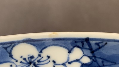 Een Chinese blauw-witte 'prunus op gebroken ijs' kom, Kangxi