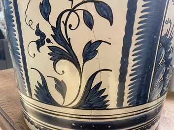 A large blue, white and manganese 'landscape' jardini&egrave;re, Nevers, France, 18th C.