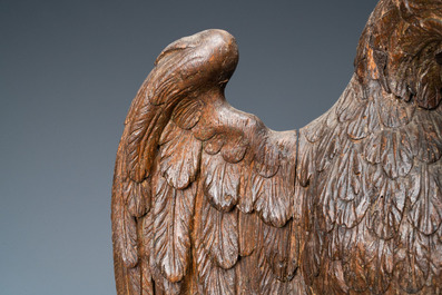 An oak model of a pelican, 17th C.