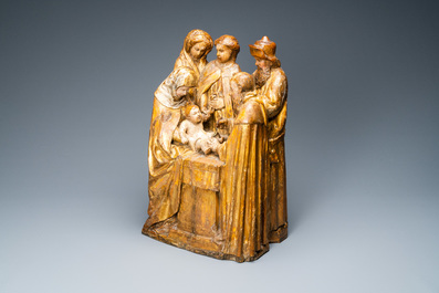 A partly gilded polychrome wooden 'Circumcision' group, Flanders, 16th C.