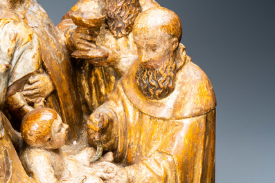 A partly gilded polychrome wooden 'Circumcision' group, Flanders, 16th C.