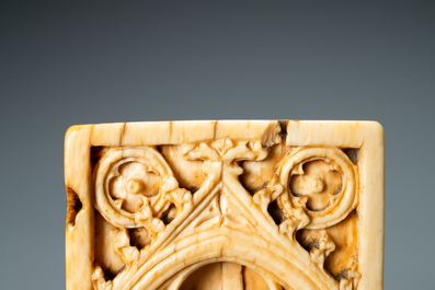 The right panel of an ivory 'Crucifixion' diptych, probably Paris, 14th C.